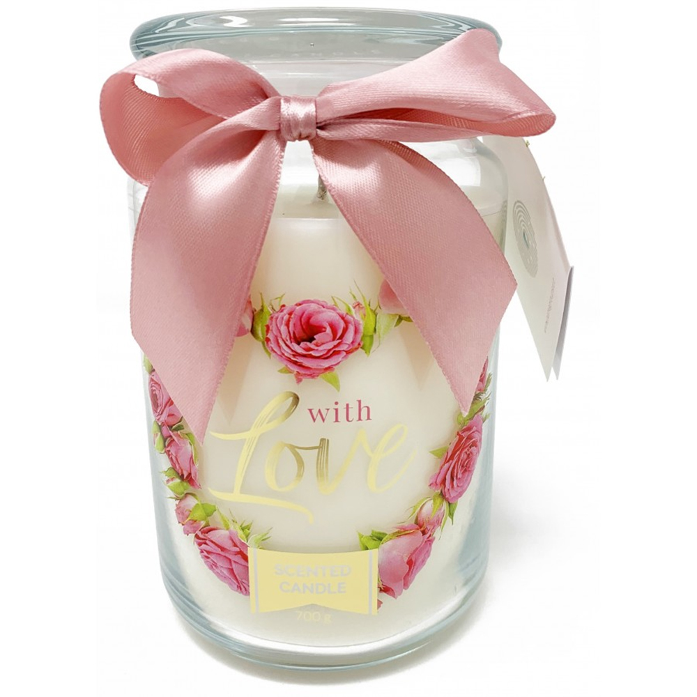 CANDELA PROFUMATA GIARA GRANDE WHITE ROSA 700gr profumazione alle rose 120h durata