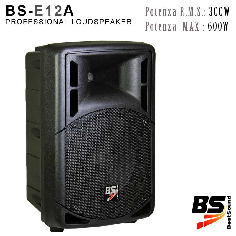 CASSA ACUSTICA BI-AMPLIFICATA 2 VIE ABS 12" - 600W MUSICALI- 45-20kHzz - 126dBmax. 4 ohm BS-E12A