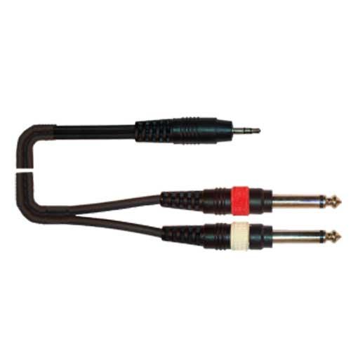 Cavo audio professionale BS cablato Jack Stereo Ø 3,5mm / 2xJack Ø 6,3mm mono 2Mt.