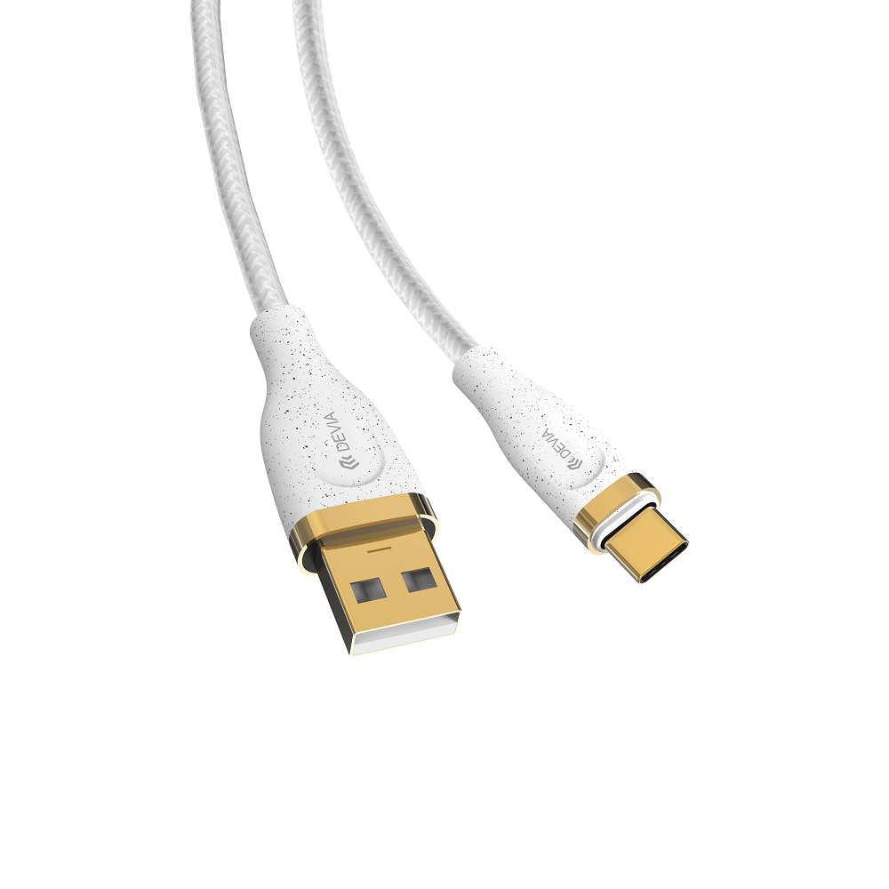 DEVIA CAVO STAR IN NYLON CARICA RAPIDA DA USB (A) TYPE-C (B) 1.5MT (2.4A) PER SMARTPHONE E TABLET ANDROID WHITE