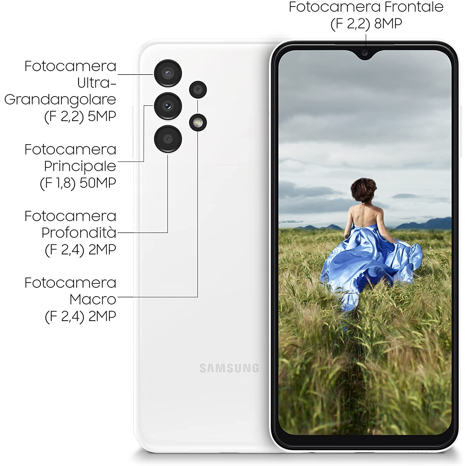 CELLULARE SMARTPHONE SAMSUNG Galaxy A13 NEW SM-A137F/DSN DISPLAY 6.6" 4G 4GB/64GB DUOS COLORE WHITE GARANZIA TIM