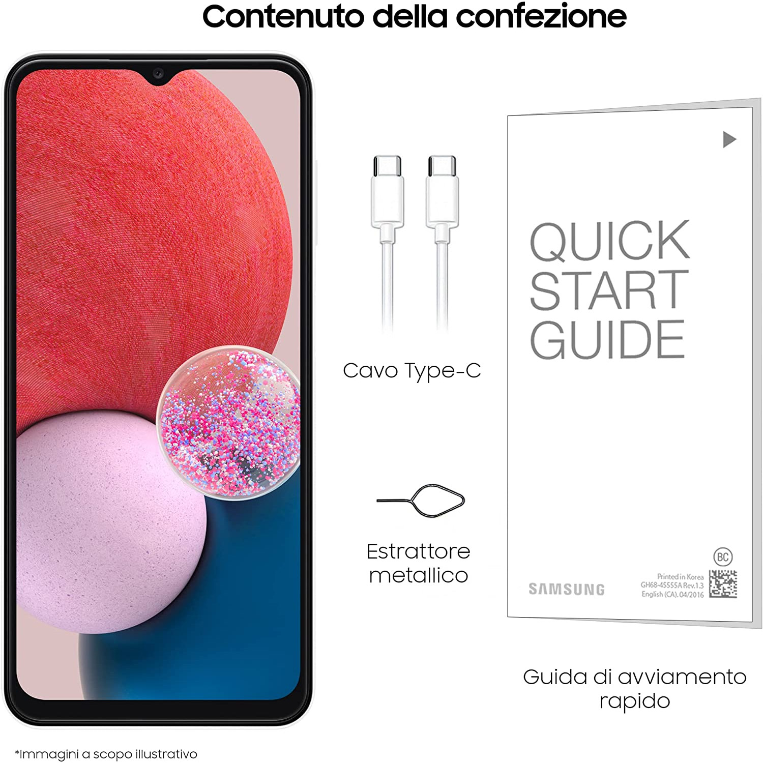 CELLULARE SMARTPHONE SAMSUNG Galaxy A13 NEW SM-A137F/DSN DISPLAY 6.6" 4G 4GB/64GB DUOS COLORE WHITE GARANZIA TIM