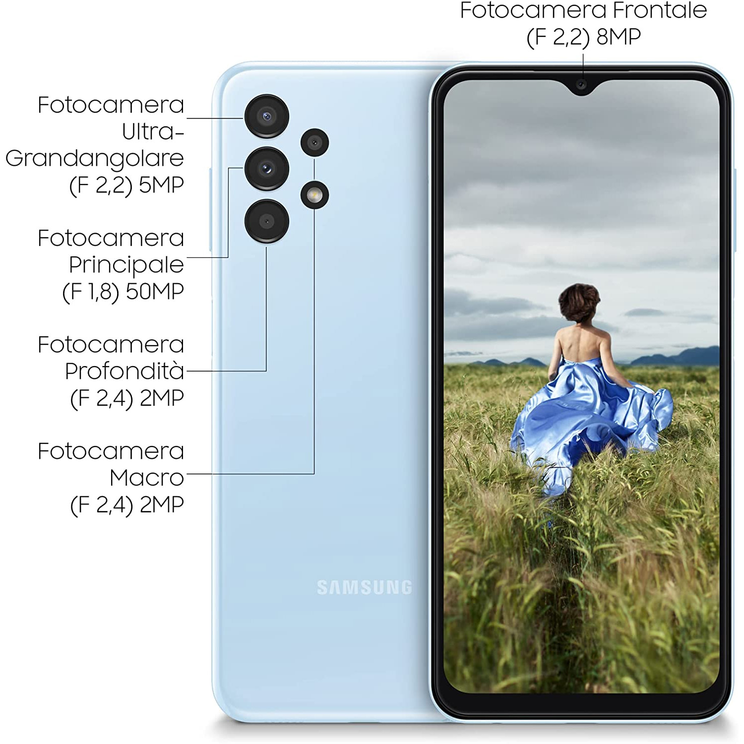 CELLULARE SMARTPHONE SAMSUNG Galaxy A13 NEW SM-A137F/DSN DISPLAY 6.6" 4G 4GB/64GB DUOS COLORE BLUE GARANZIA TIM