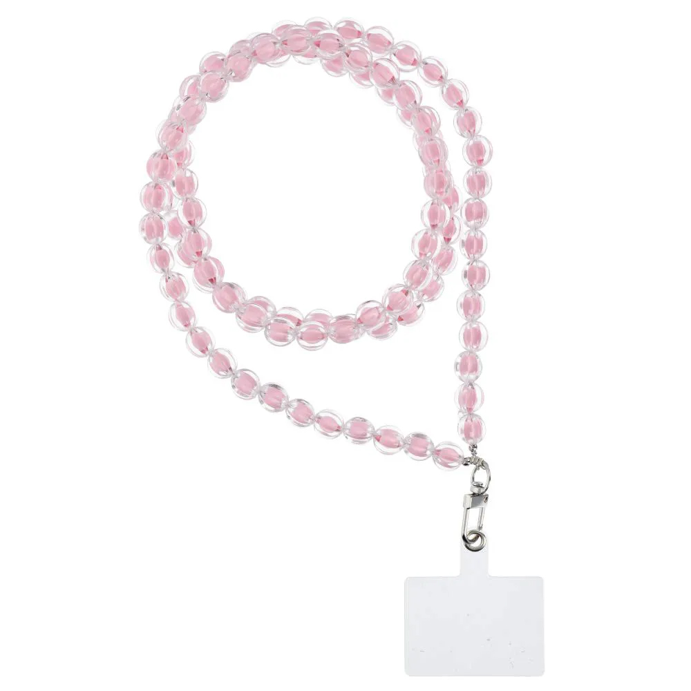 CIONDOLO PER CELLULARE UNIVERSALE COLORATO CON PERLE LUNGHEZZA 120cm ( MAX 60cm DALL'OCCHIELLO ) - ROSA