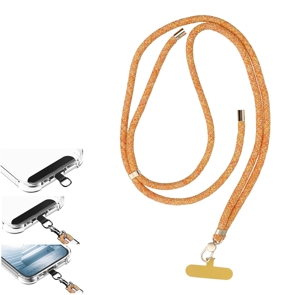 CORDINO PER CELLULARE UNIVERSALE SWING ( 8 mm ) LUNGHEZZA 165cm REGOLAILE PER SPALLA O COLLO ( MAX 82,5cm NEL PASSANTE ) - ARANCIONE E BIANCO