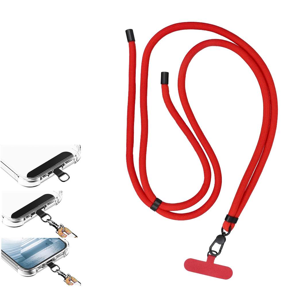 CORDINO PER CELLULARE UNIVERSALE SWING ( 8 mm ) LUNGHEZZA 165cm REGOLAILE PER SPALLA O COLLO ( MAX 82,5cm NEL PASSANTE ) - ROSSO