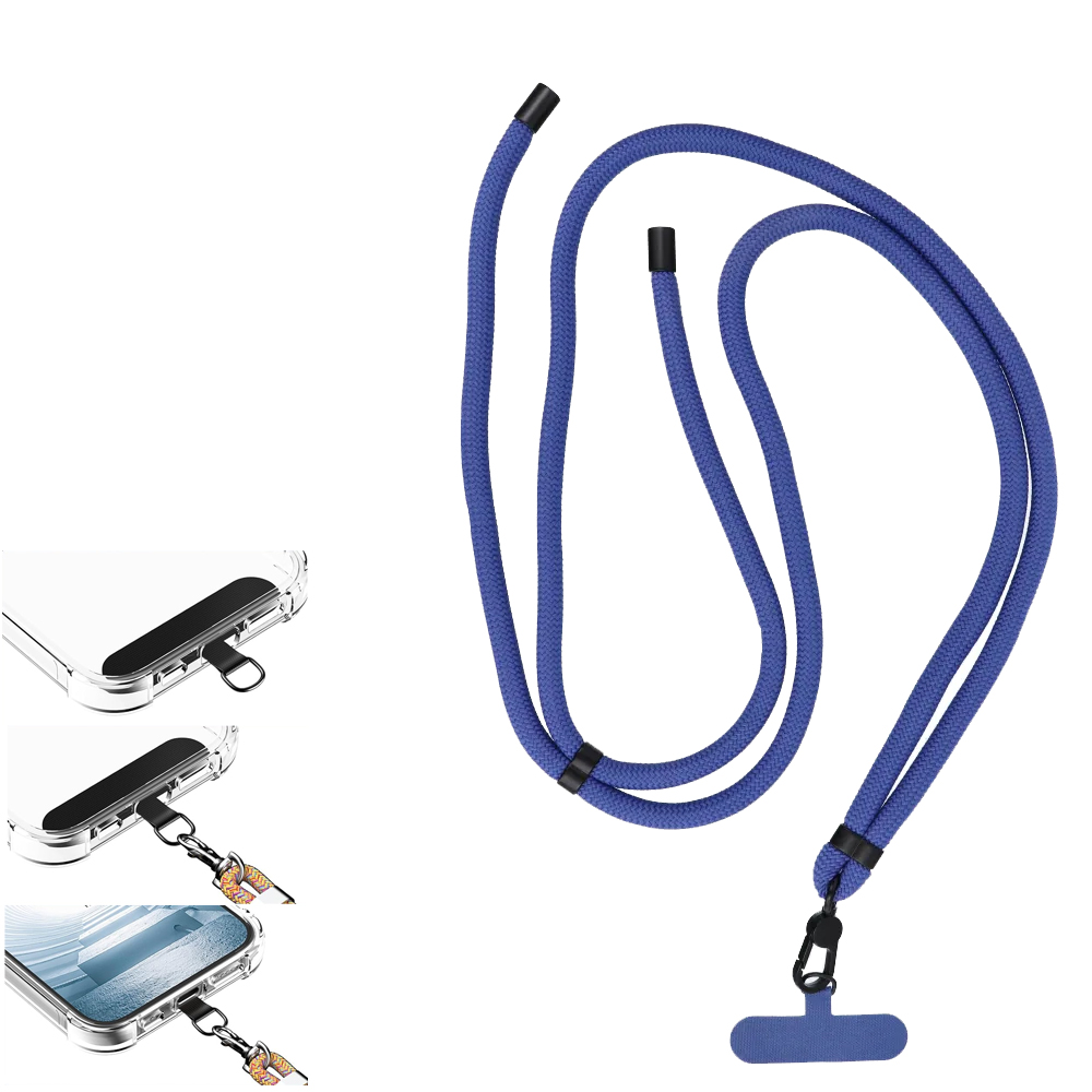 CORDINO PER CELLULARE UNIVERSALE SWING ( 8 mm ) LUNGHEZZA 165cm REGOLAILE PER SPALLA O COLLO ( MAX 82,5cm NEL PASSANTE ) - BLU NAVY