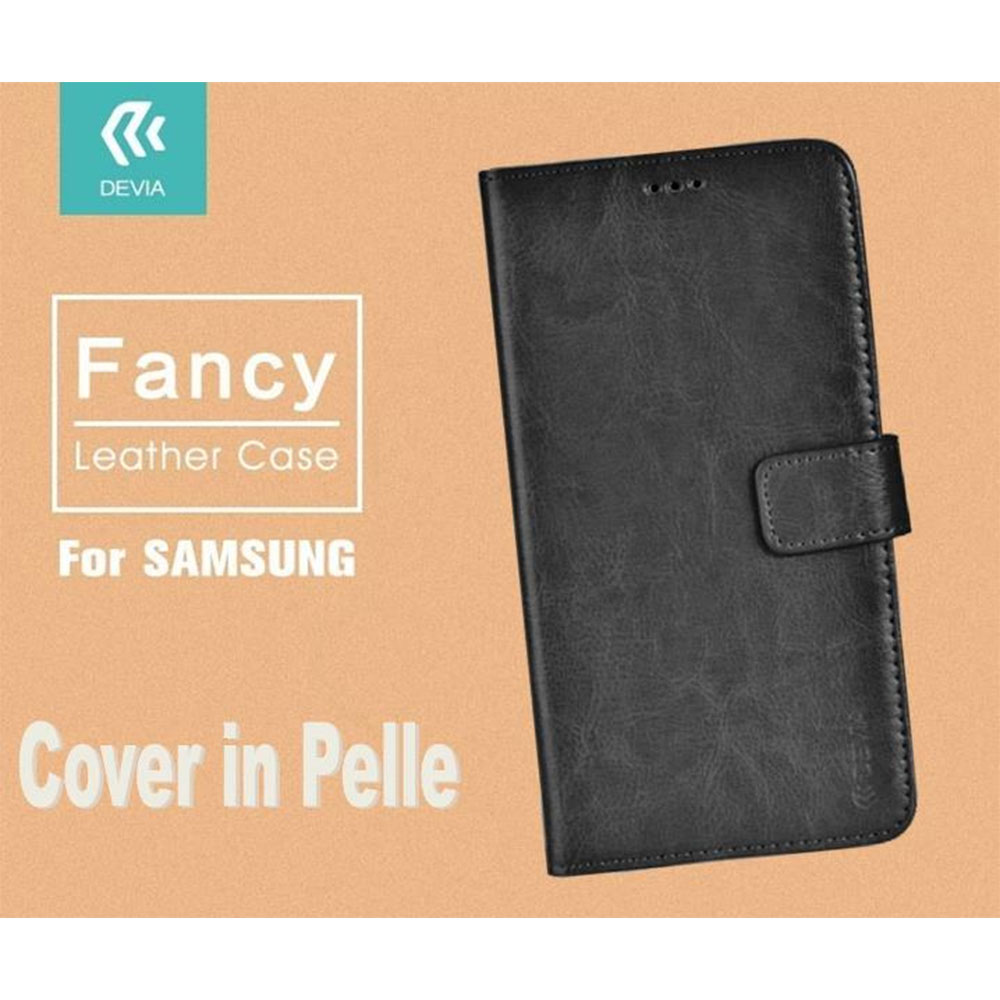 DEVIA CUSTODIA FLIP A LIBRO IN PELLE NERA FRANCY PER TELEFONO CELLULARE SAMSUNG GALAXY A3 2016 (SM-A310)