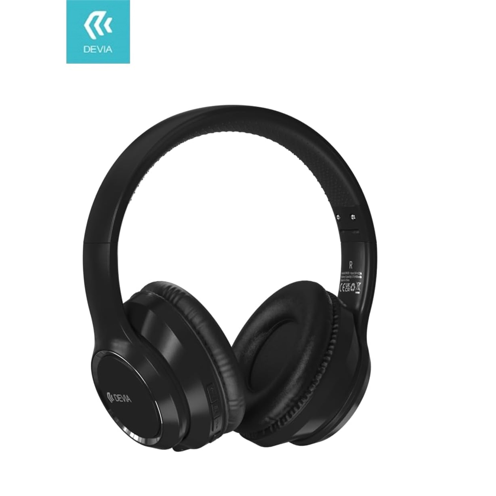 CUFFIA WIRELESS DEVIA Kintone V2 EM039 BLUETOOTH V. 5.2 RICARICABILE CON PADIGLIONI COLORE NERO