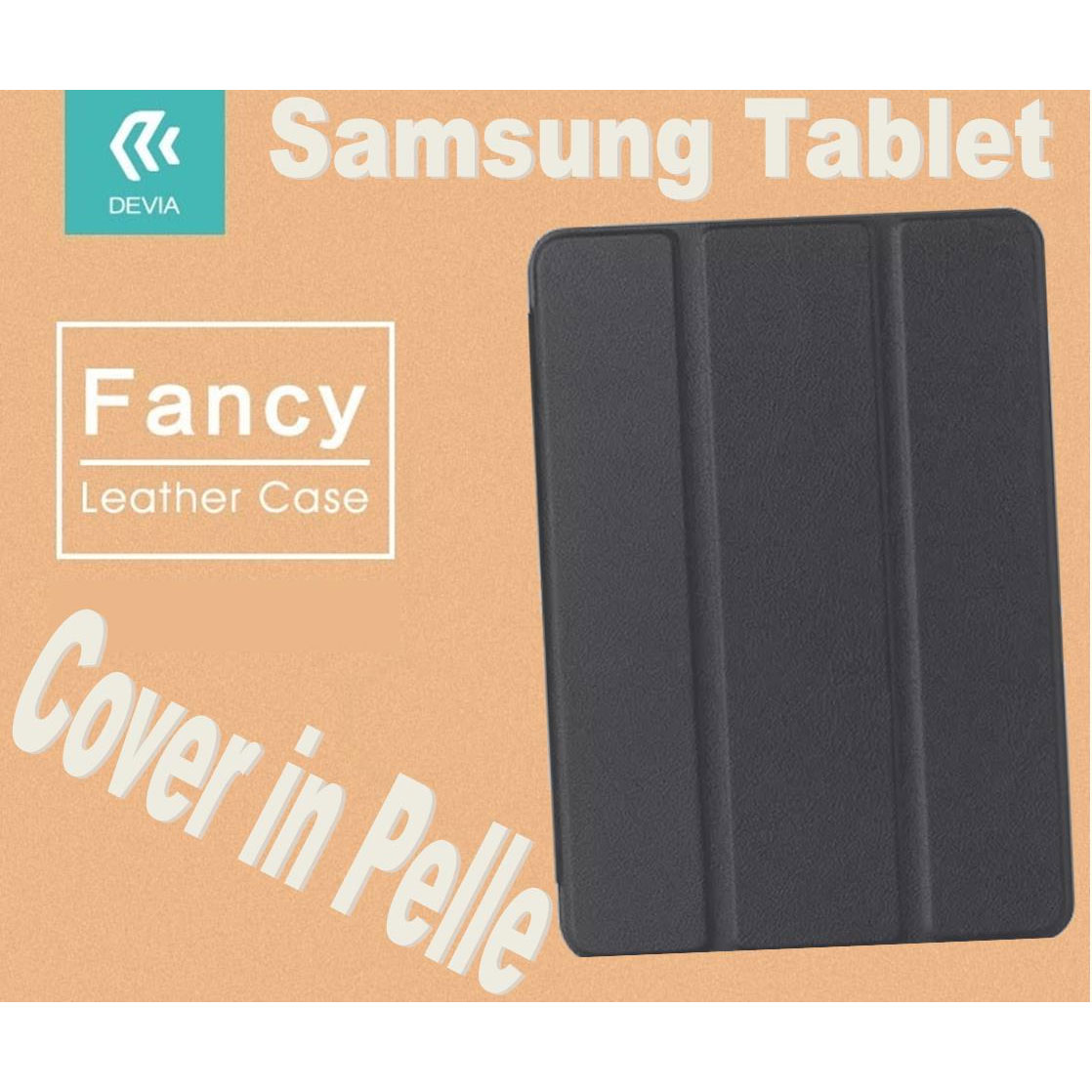 CUSTODIA DEVIA FANCY IN PELLE PER SAMSUNG TAB A 10.1" (2016) SM-T580,SM-T585 COLORE NERO