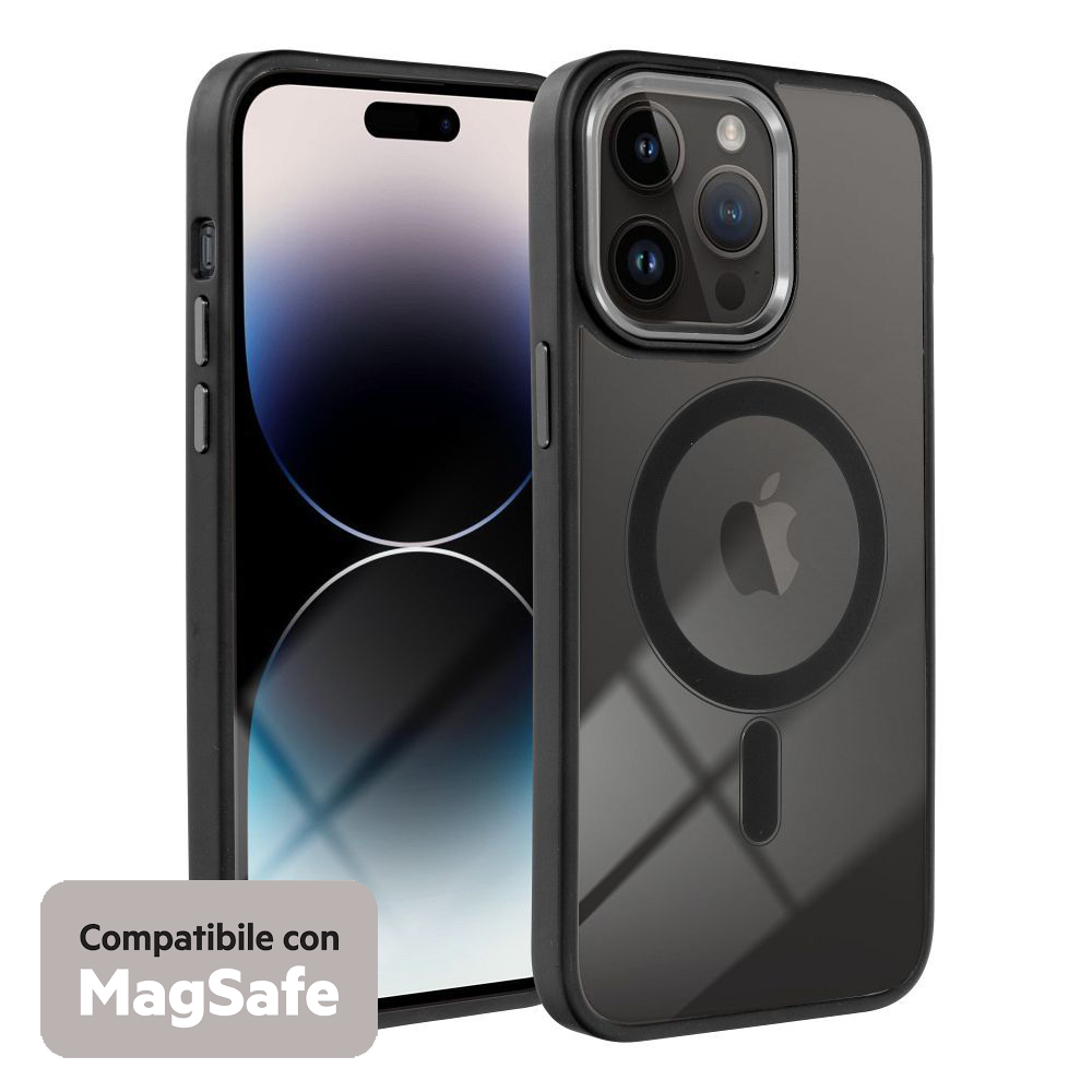 COLOR EDGE MAG COVER TRASPARENTE PROTEZIONE FOTOCAMERA E BORDI ( NERO ) PER iPhone 15