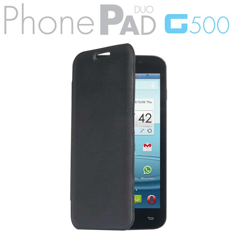 MEDIACOM CUSTODIA FLIP CASE M-G500AFC PER TELEFONO CELLULARE PhonePad Duo G500 COLORE BLACK