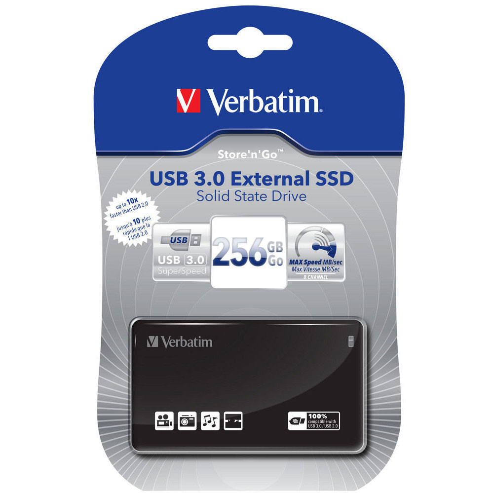 HARD DISK SOLID STATE VERBATIM 2.5" STORE'N GO SSD 256GB USB 3.0 ESTERNO BLACK 47623