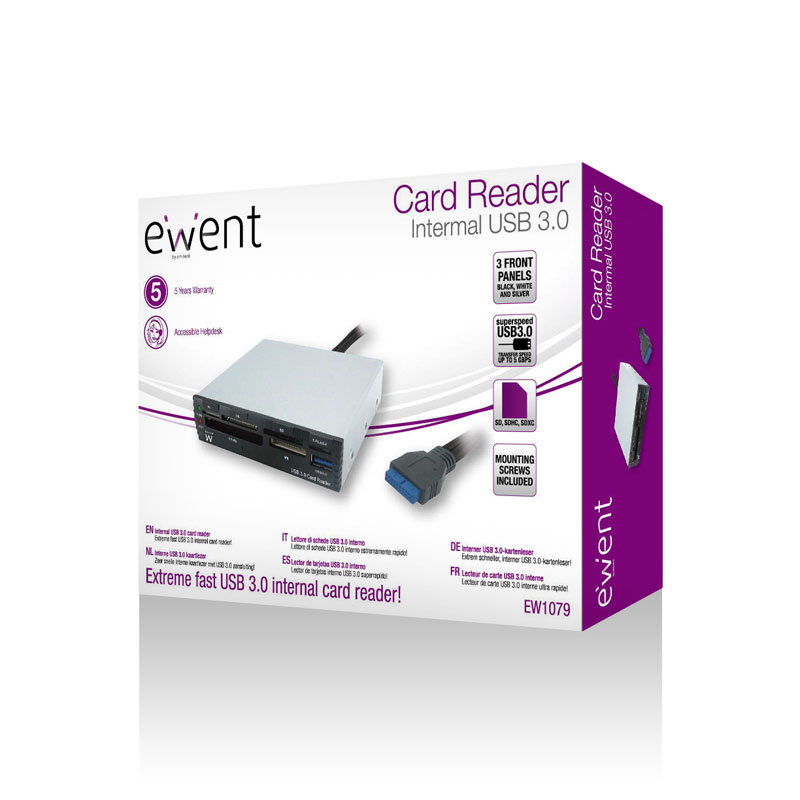LETTORE EWENT CARD READER INTERNO 3.5”  SD, SDHC, SDXC, M2, XD, CF/MS e MS + 1  USB 3.0 EW1079