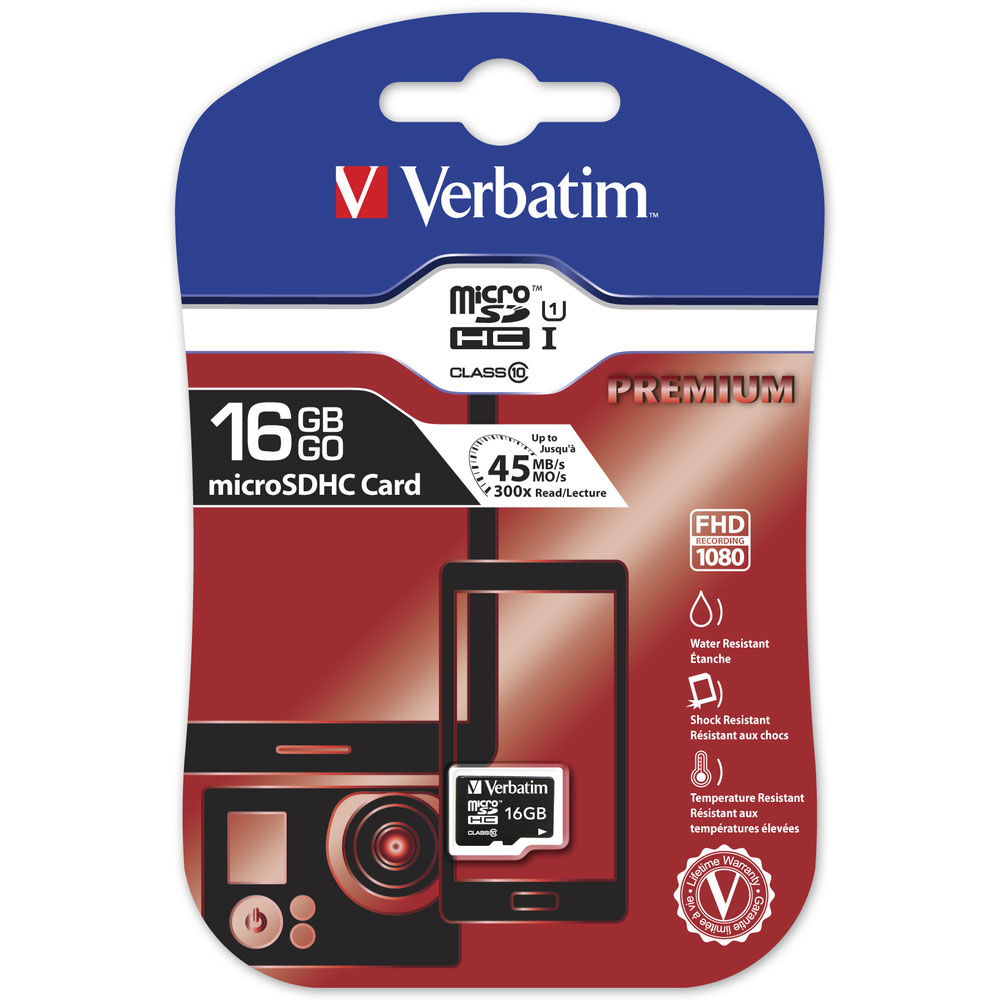 MEMORIA VERBATIM MICRO SD TRANSFLASH HC 16GB Classe 10 44010