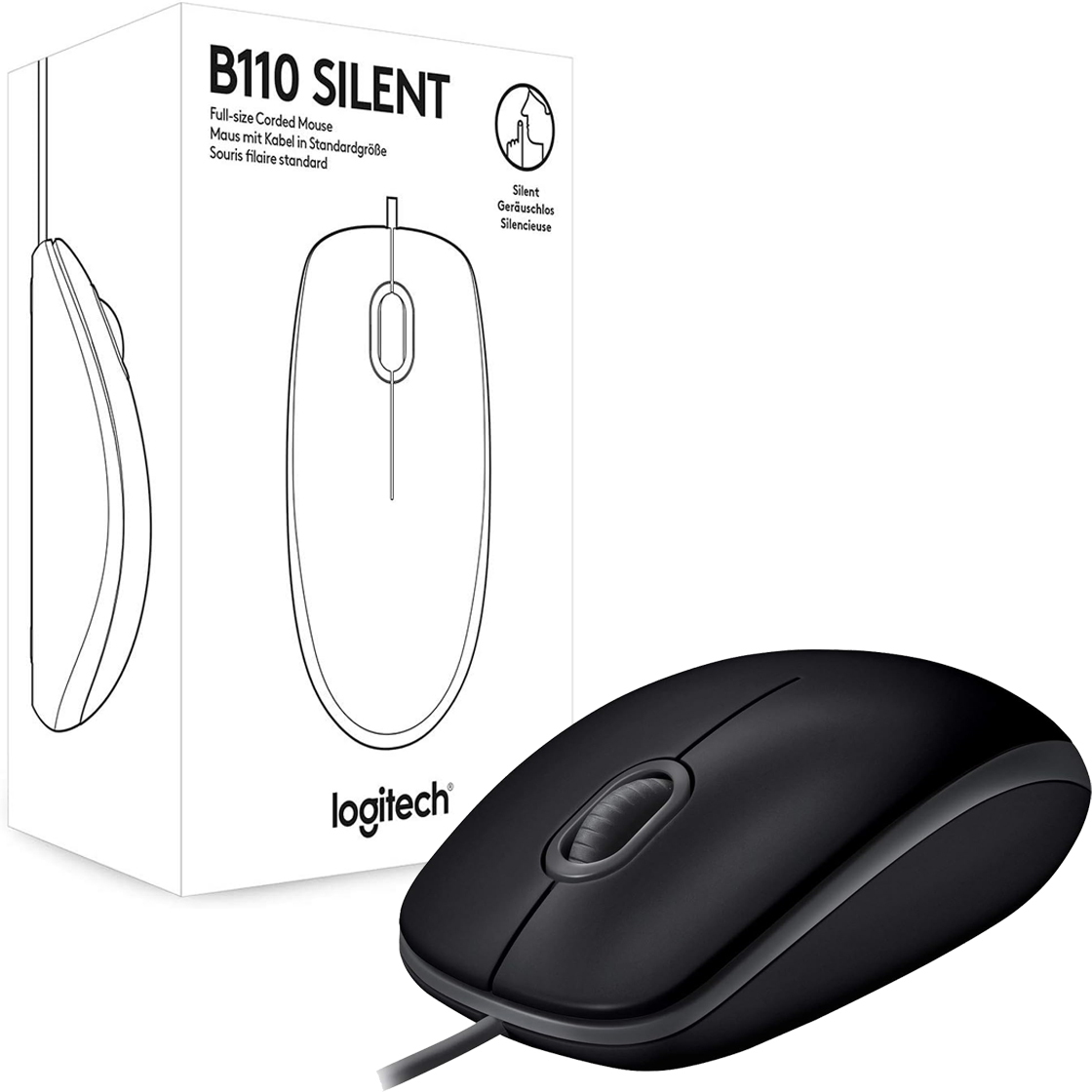 MOUSE LOGITECH B110 SILENT OPTICAL 1000Dpi USB COLORE DARK (910-005508)
