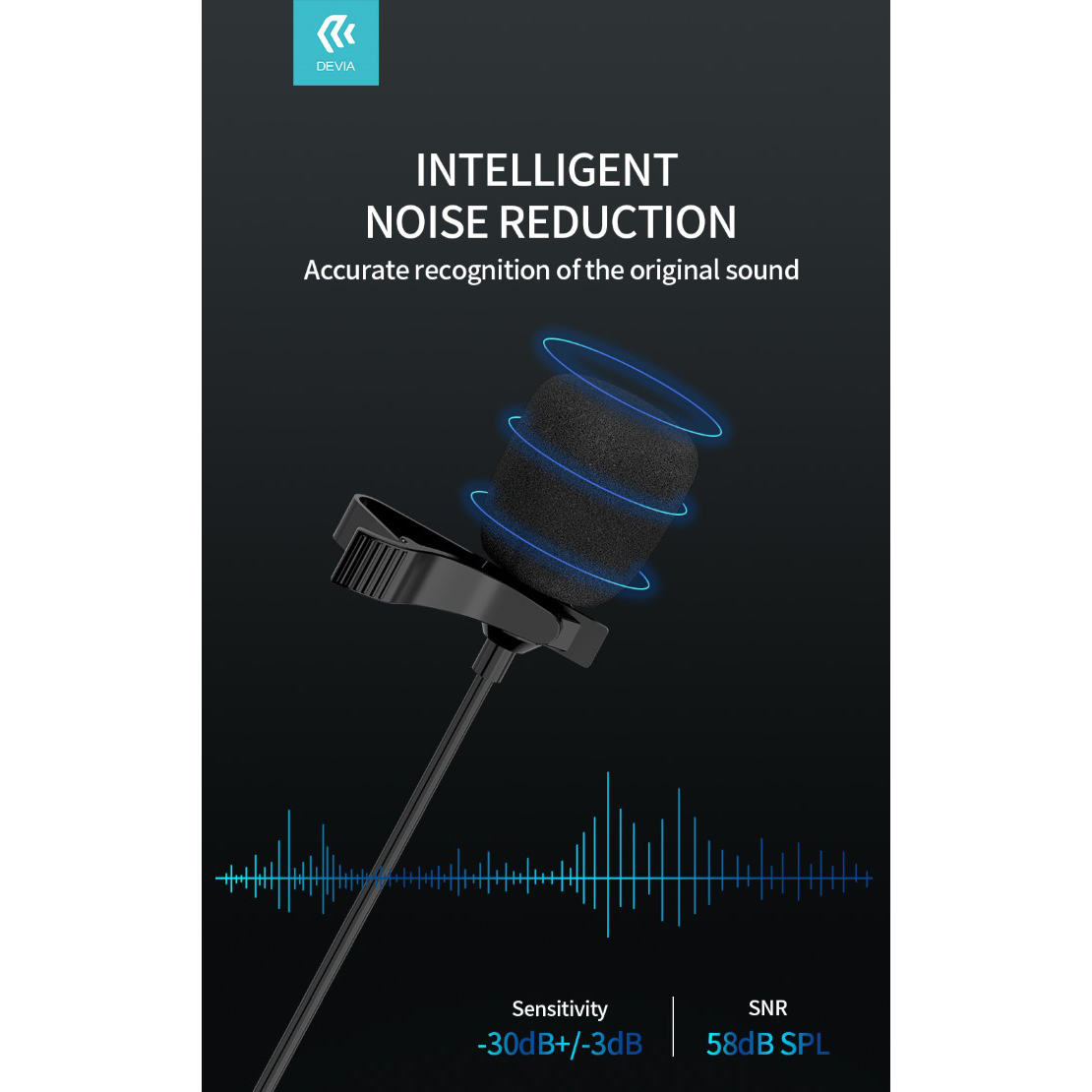 MICROFONO PER SAMRTPHONE A FILO CON CONNETTORE LIGHTNING APPLE