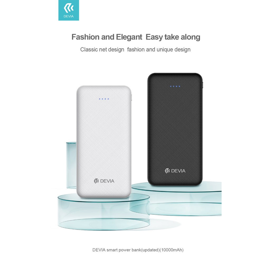 POWER BANK DEVIA KINTONE 10.000 mAh 2xOUT CON PROTEZIONE COLORE BIANCO