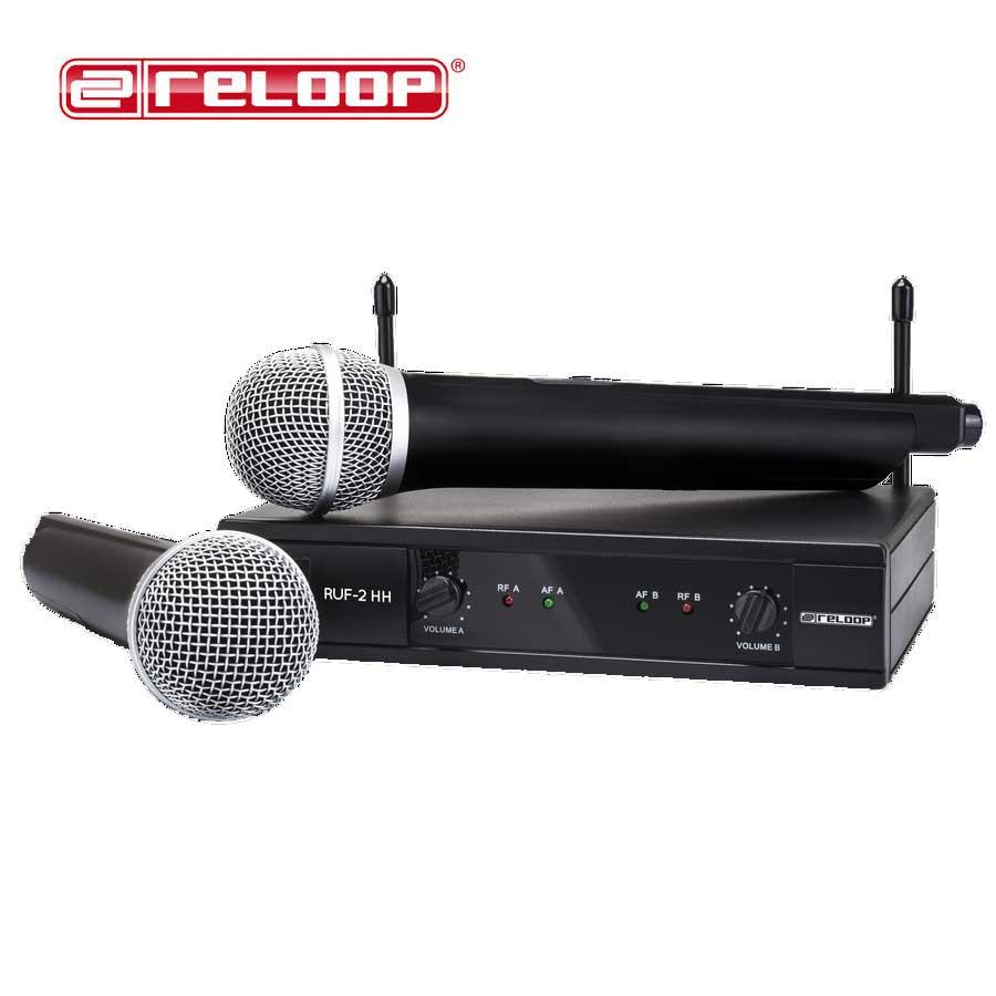 RADIOMICROFONO PROFESSIONALE RELOOP RUF-2 HH COPPIA MICROFONI UHF 863-865mHZ + RICEVITORE