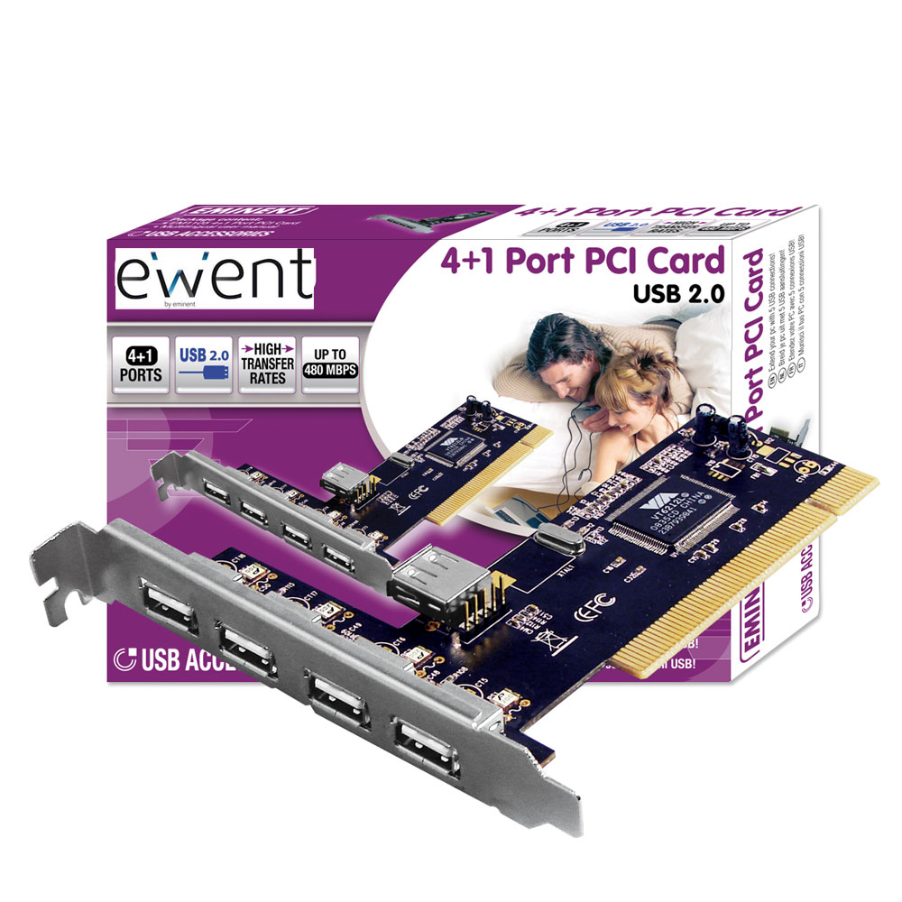 SCHEDA PCI USB 2.0 EWENT USB 2.0 4+1 PORTE EW1105