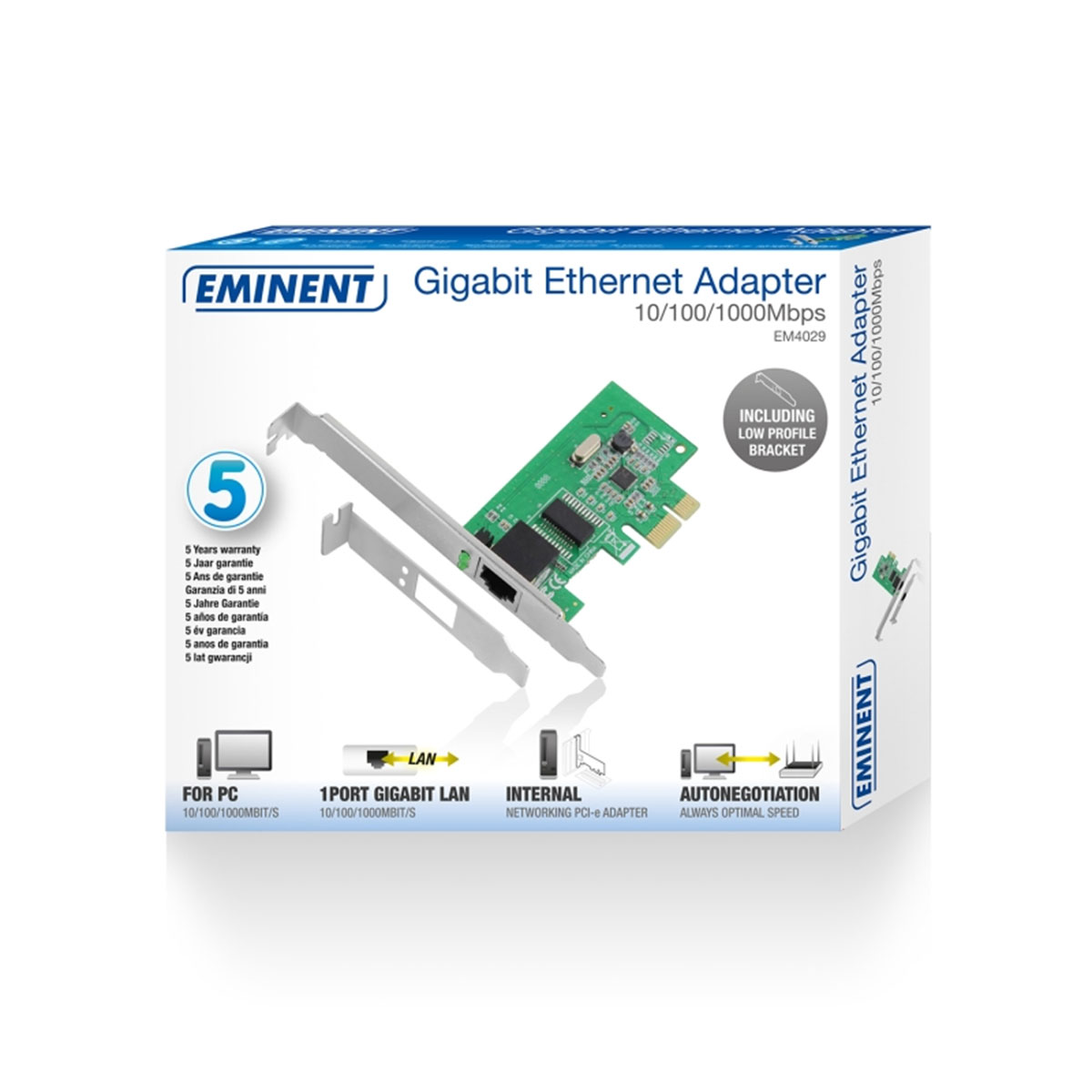 SCHEDA RETE EMINENT ETHERNET PCI-Express 10/100/1000Mb LOW PROFILE BRACKET EM4029