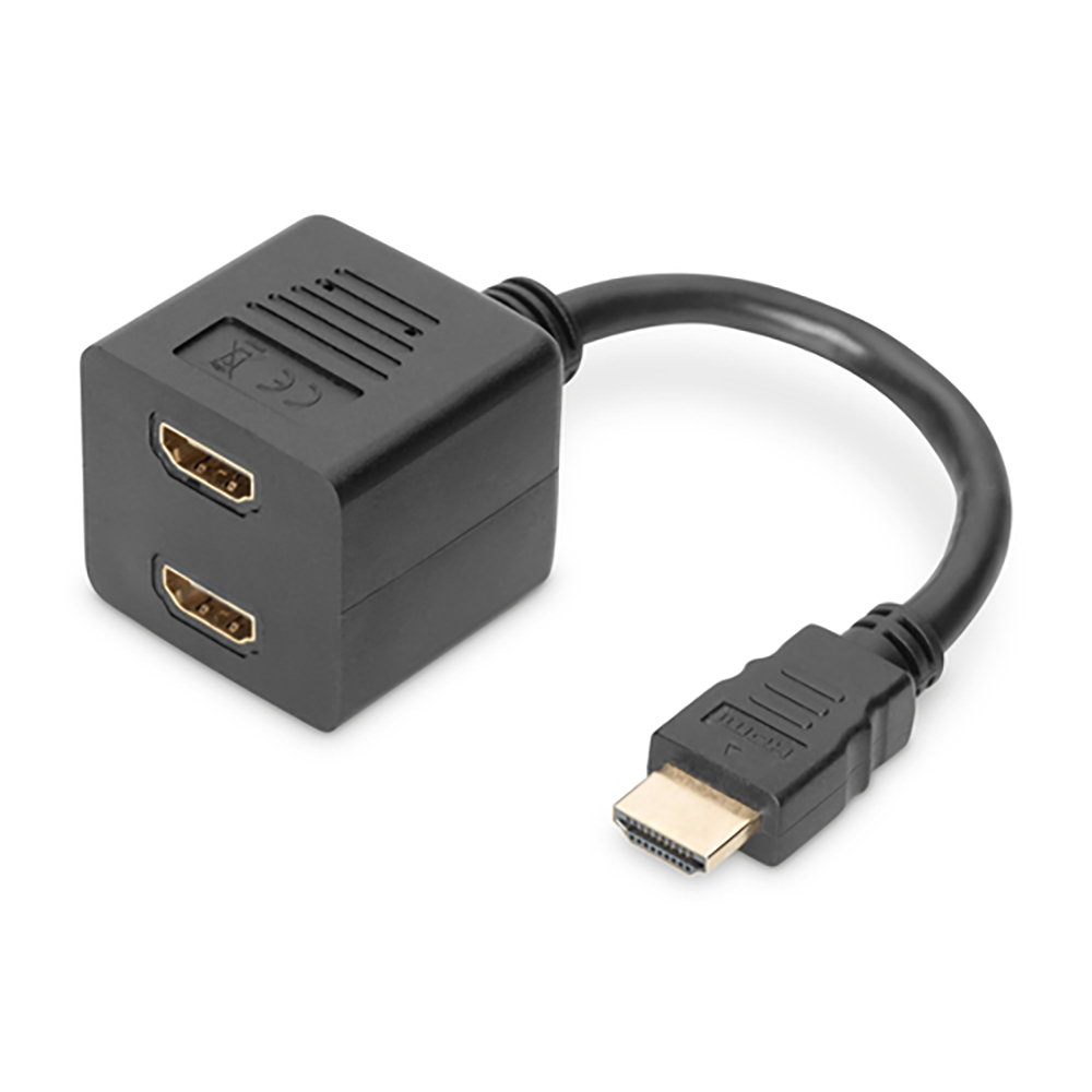 CAVO 20CM SPLITTER HDMI PASSIVO FULL-HD 1 INGRESSO (HDMI) - 2 USCITE (HDMI) DIGITUS CC-130303-002-N-B/AK-330400-002-S