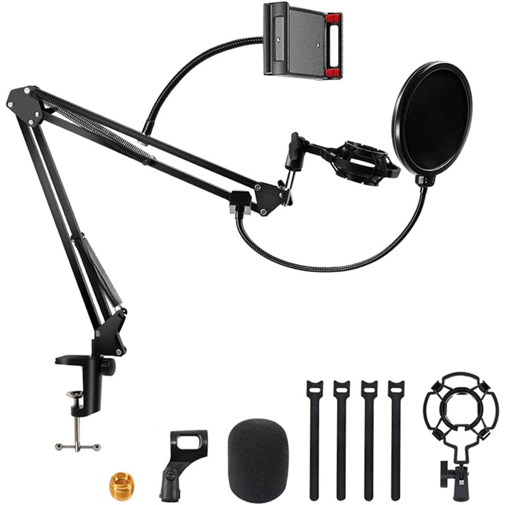 ITEK SUPPORTO REGOLABILE DA TAVOLO PER MICROFONO E SMARTPHONE CON FILTRO ANTIPOP - RAGNO - CLIPS