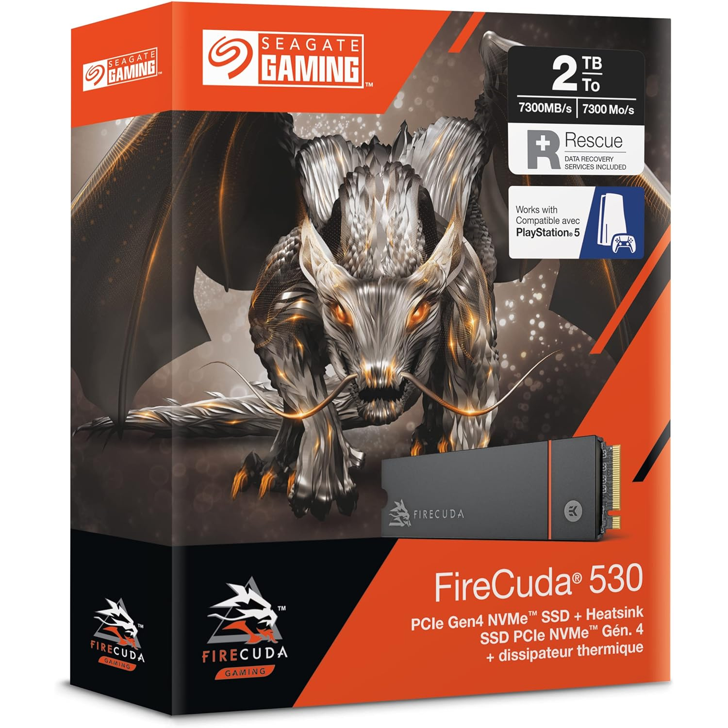 SSD Seagate FireCuda 530 CAPACITA' 2TB M.2.(2280) PCIe 4.0 NVMe CON DISSIPATORE CALORE r:7300MB/s w:6000MB/s