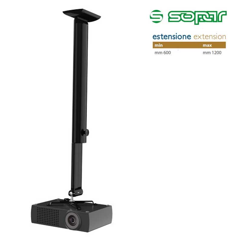 STAFFA A SOFFITO E A MURO SOPAR APOLLO PER VIDEOPROIETTORE ROTAZIONE 360° INCLINAZIONE 20° ALLUNGABILE DA 600 A 1200mm