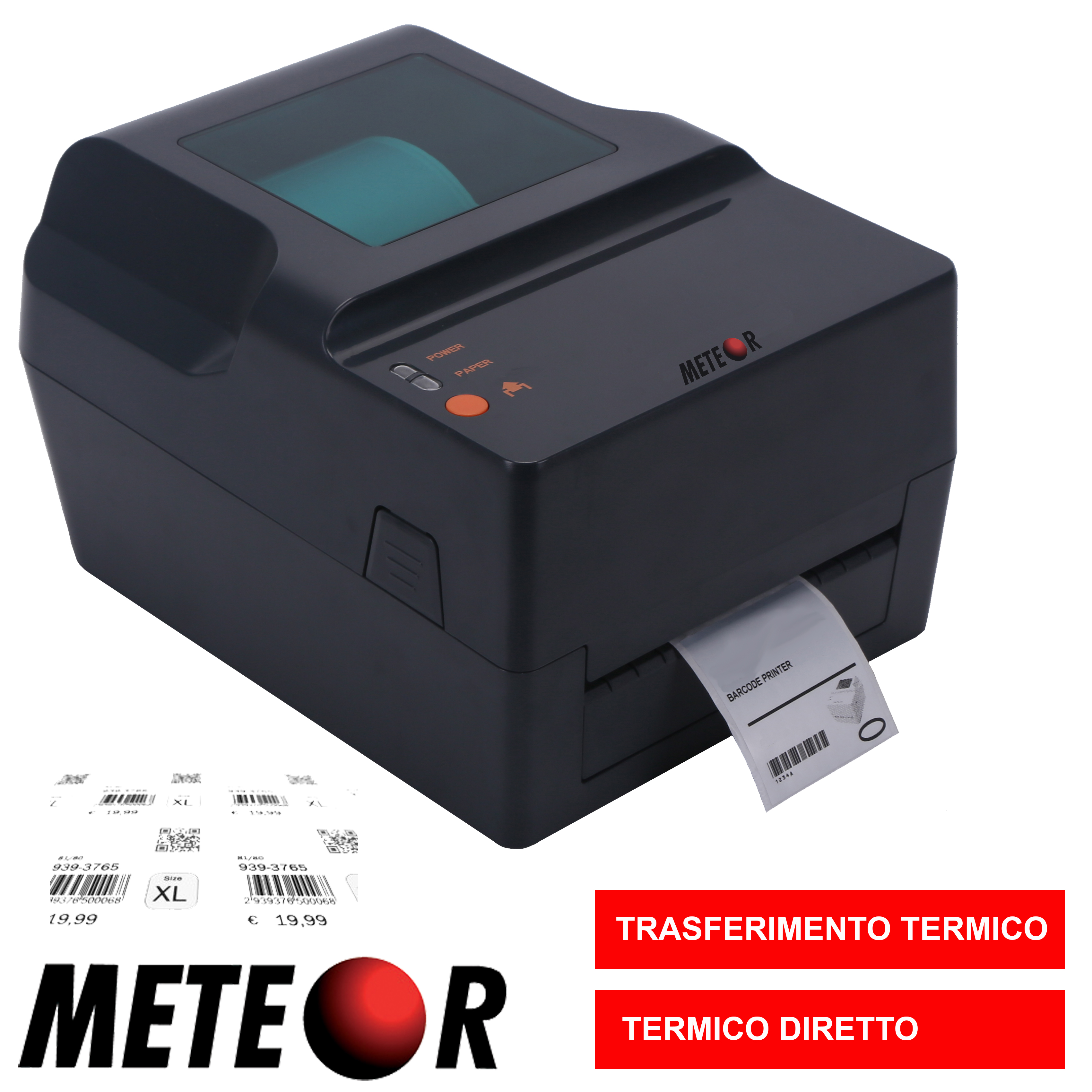 STAMPANTE METEOR ASTRA TT PER STAMPA ETICHETTE CODICI A BARRE TERMICO DIRECT E TRASFERIMENTO TERMICO CONNESSIONE ETHERNET - USB - SERIALE