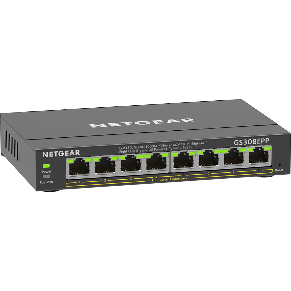 SWITCH NETGEAR BUSINESS Smart Managed Plus GS308EPP GS308EPP-100PES 8 x 10/100/1000 (8 PoE+ 123 W)