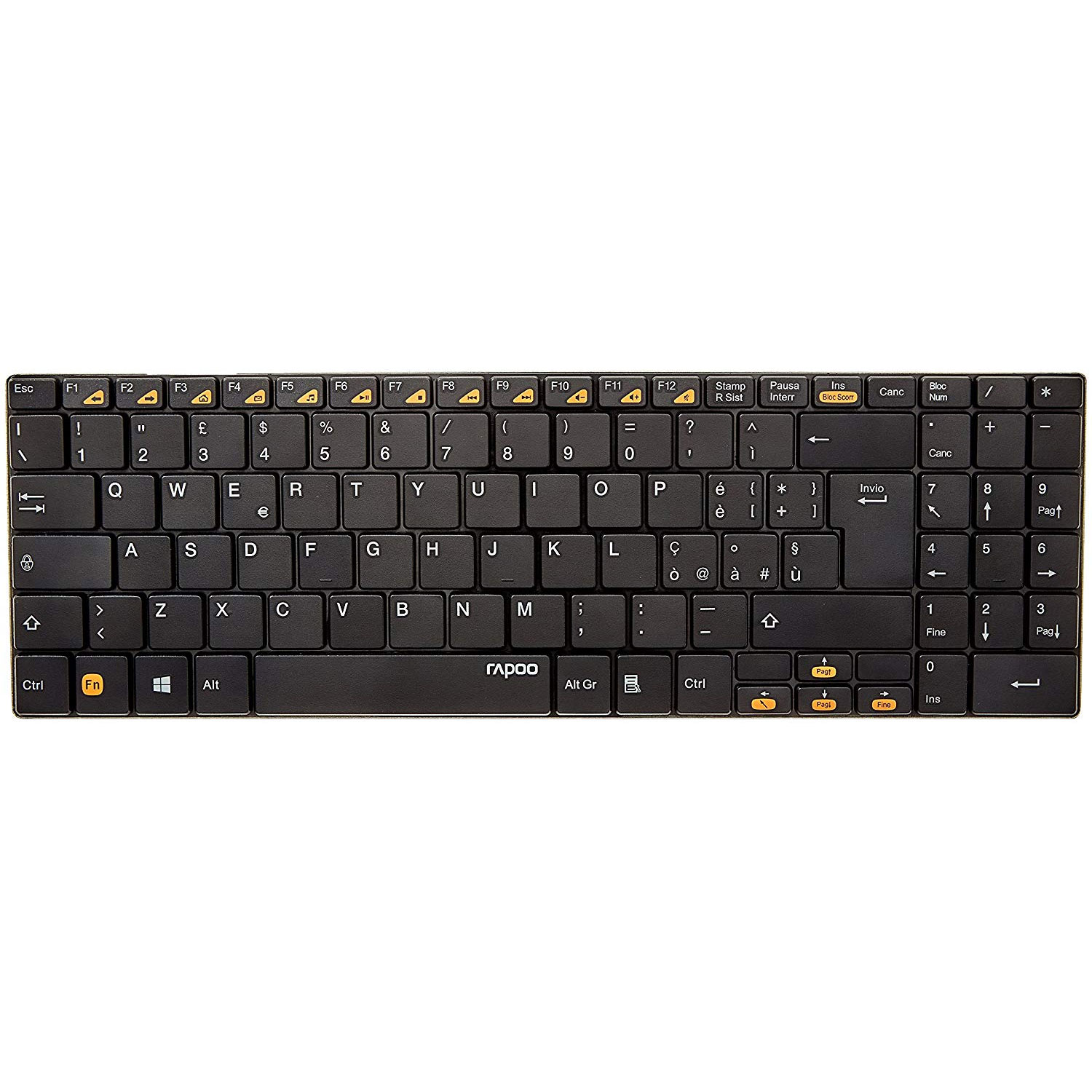 TASTIERA RAPOO ULTRA-SLIM E9070 WIRELESS 2.4 GHz USB COLORE BLACK