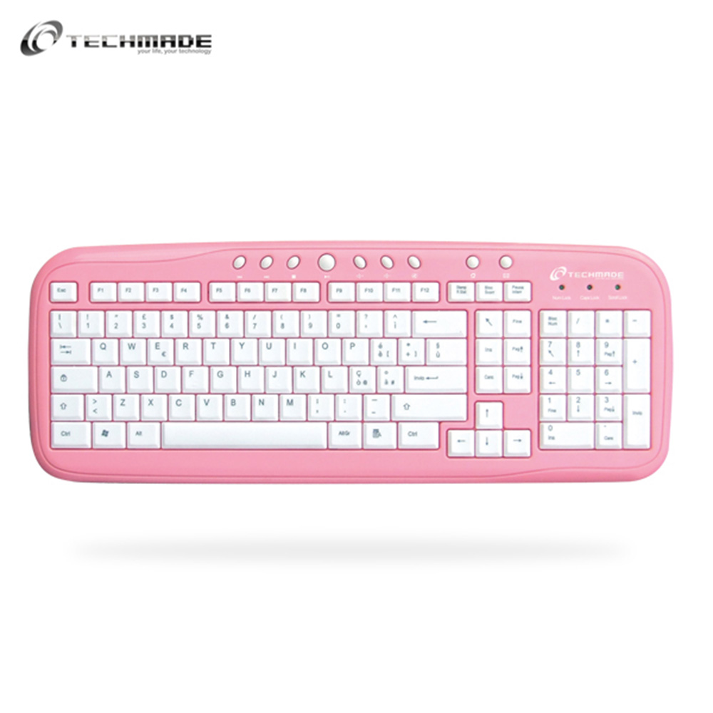 TASTIERA TECHMADE VKL-260-PINK MULTIMEDIALE USB COLORE ROSA