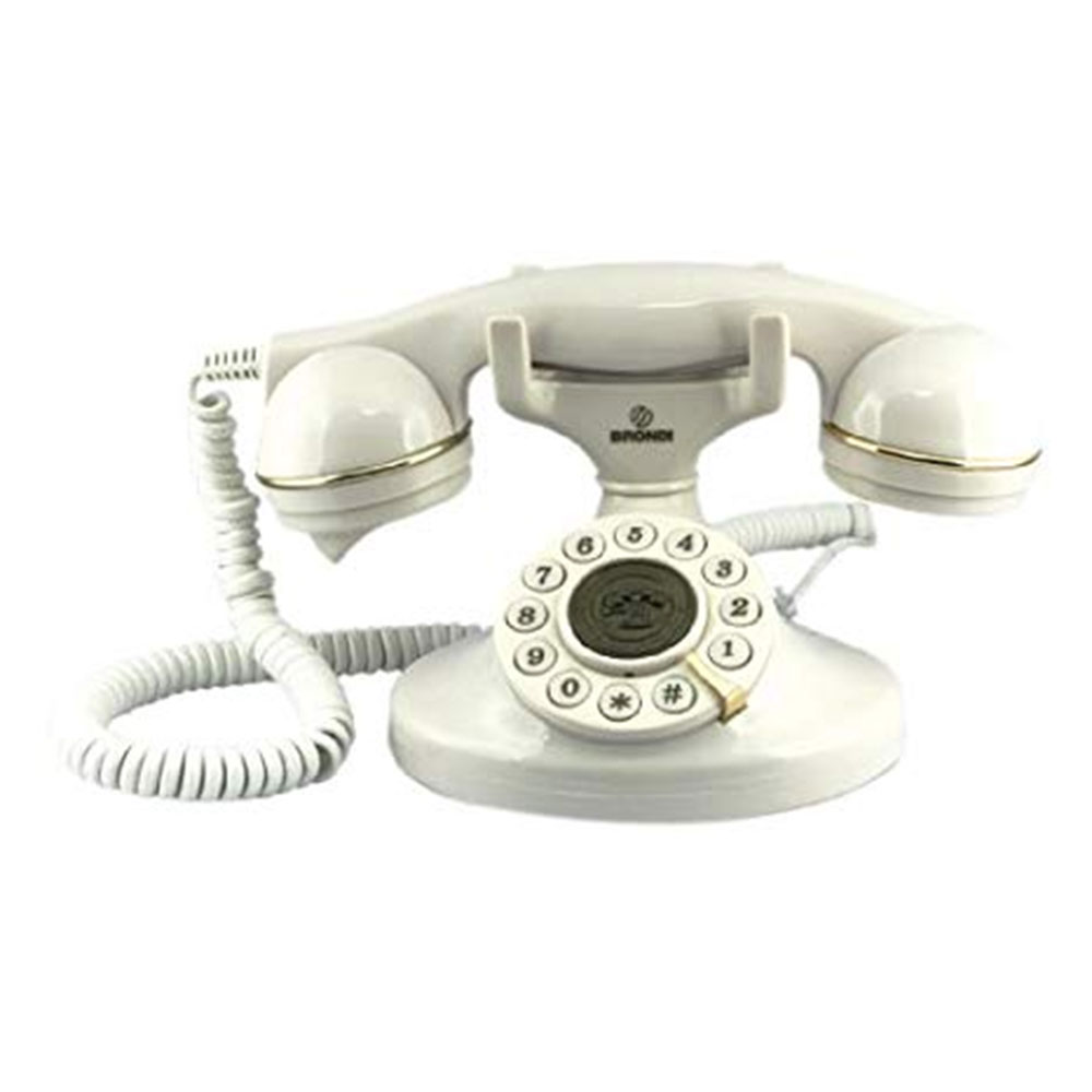 TELEFONO FISSO BRONDI STILE VINTAGE 10 CON CAVO IN TESSUTO COLORE BIANCO