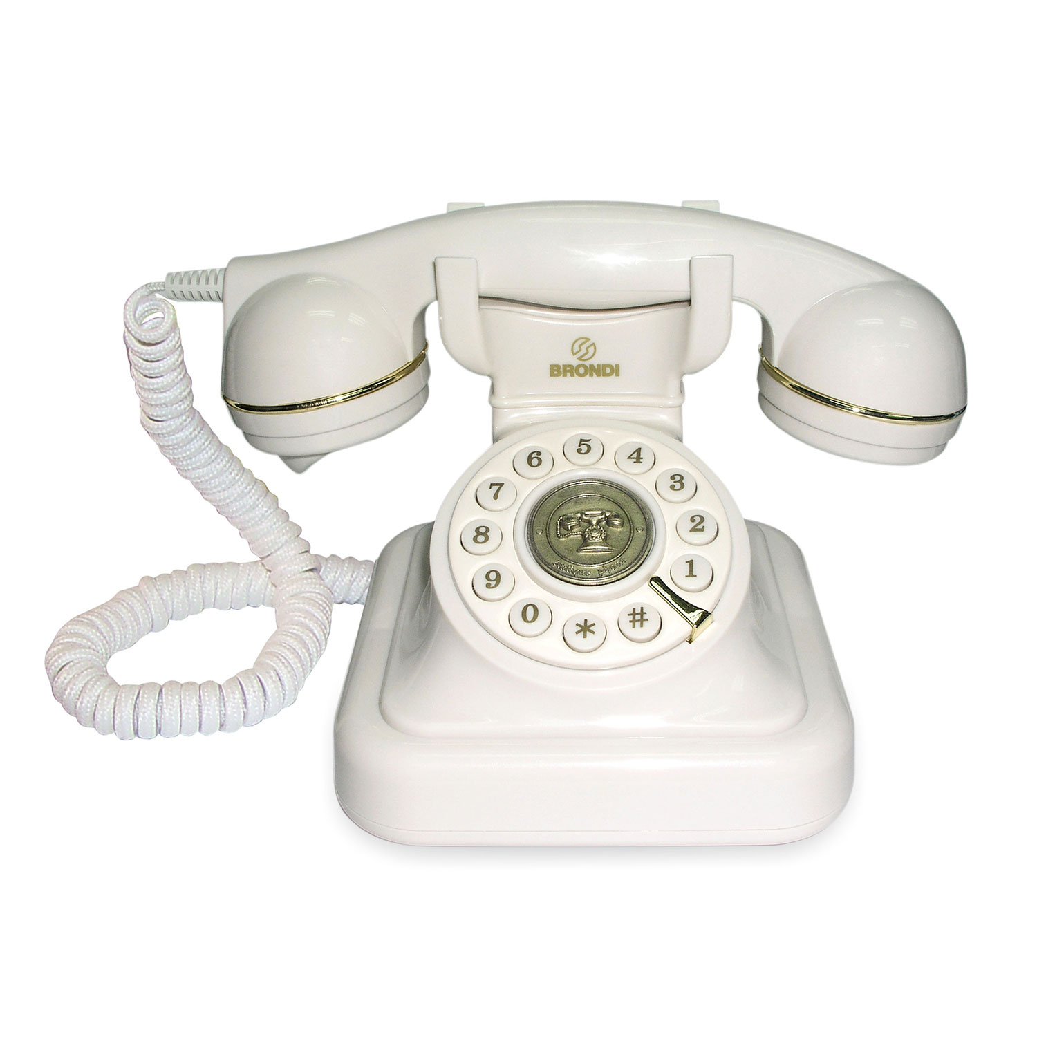TELEFONO FISSO BRONDI STILE VINTAGE 20 CON CAVO IN TESSUTO COLORE BIANCO