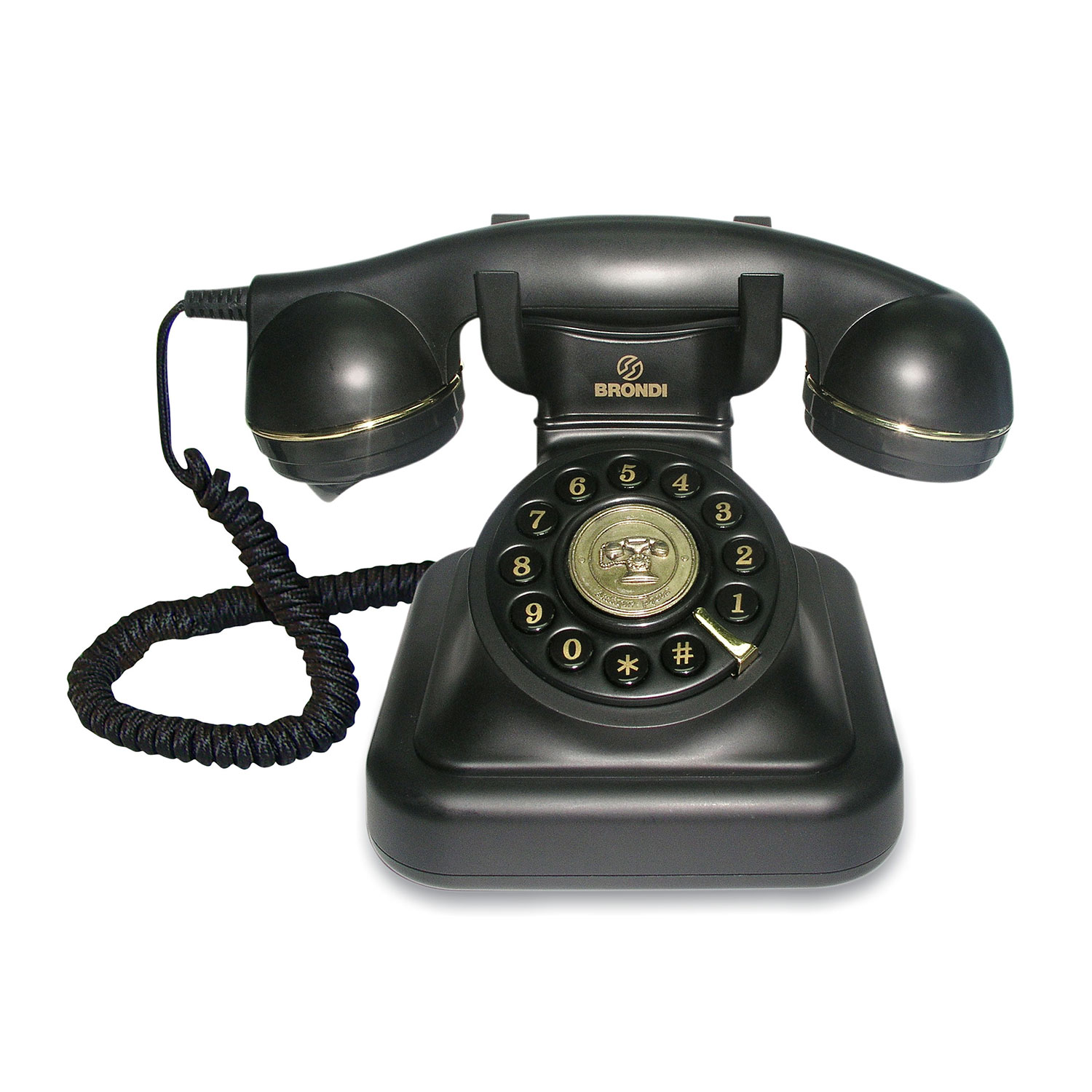 TELEFONO FISSO BRONDI STILE VINTAGE 20 CON CAVO IN TESSUTO COLORE NERO