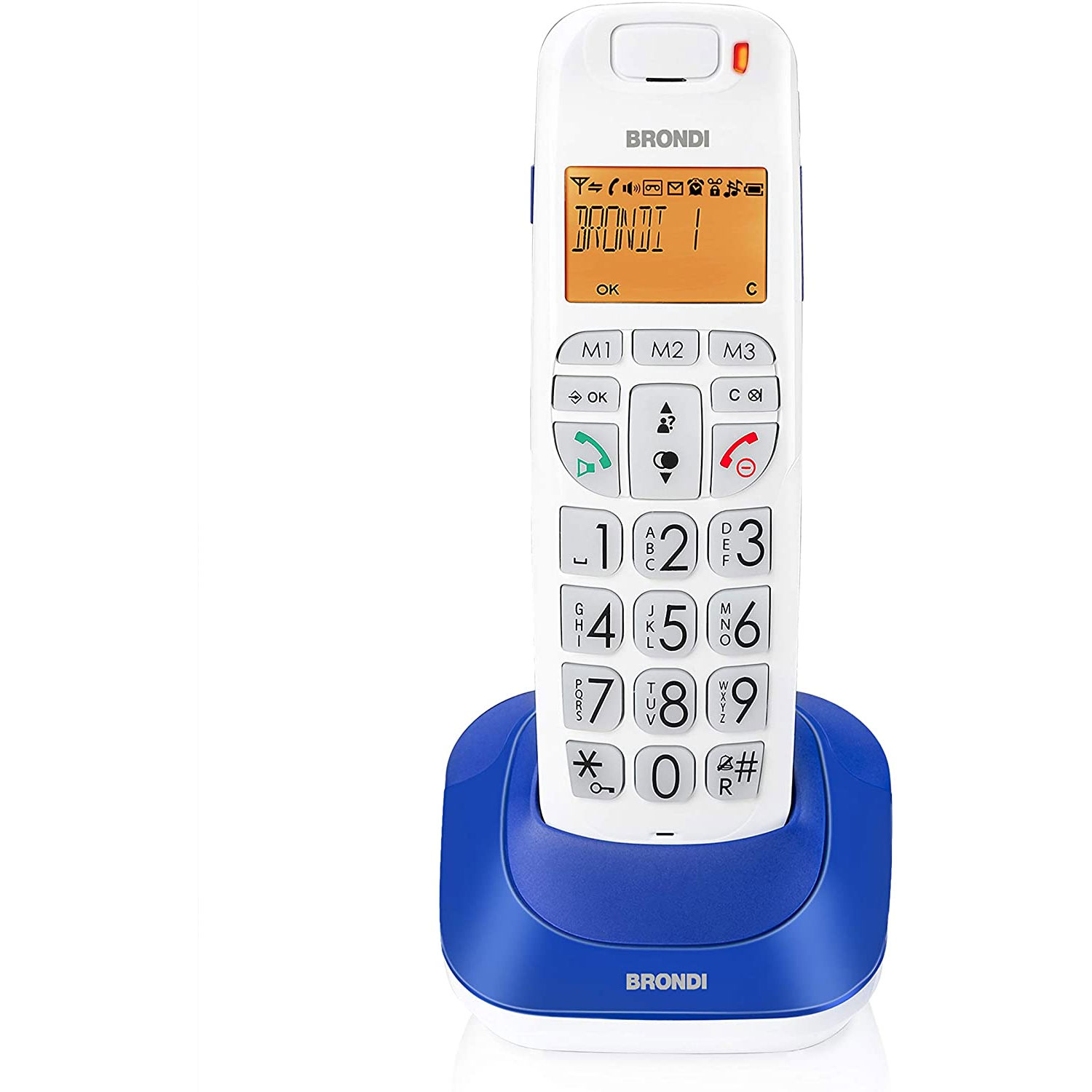CORDLESS BRONDI BRAVO BRIGHT DECT-GAP VIVAVOCE E DISPLAY RETROILLUMINATO COLORE BLU/VIOLA
