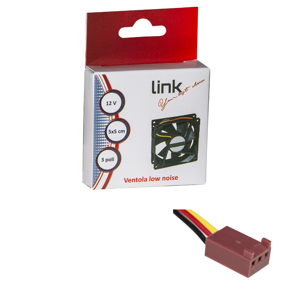 VENTOLA LINK LKV5010 POWER FAN 50x50x10 SLEEVE BEARING 12V 3 FILI 2000RPM