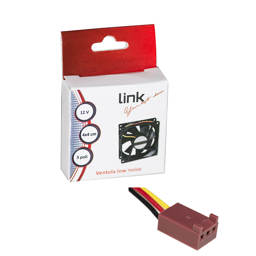VENTOLA LINK LKV4010 POWER FAN 40x40x10 SLEEVE BEARING 12V 3 FILI 2000RPM