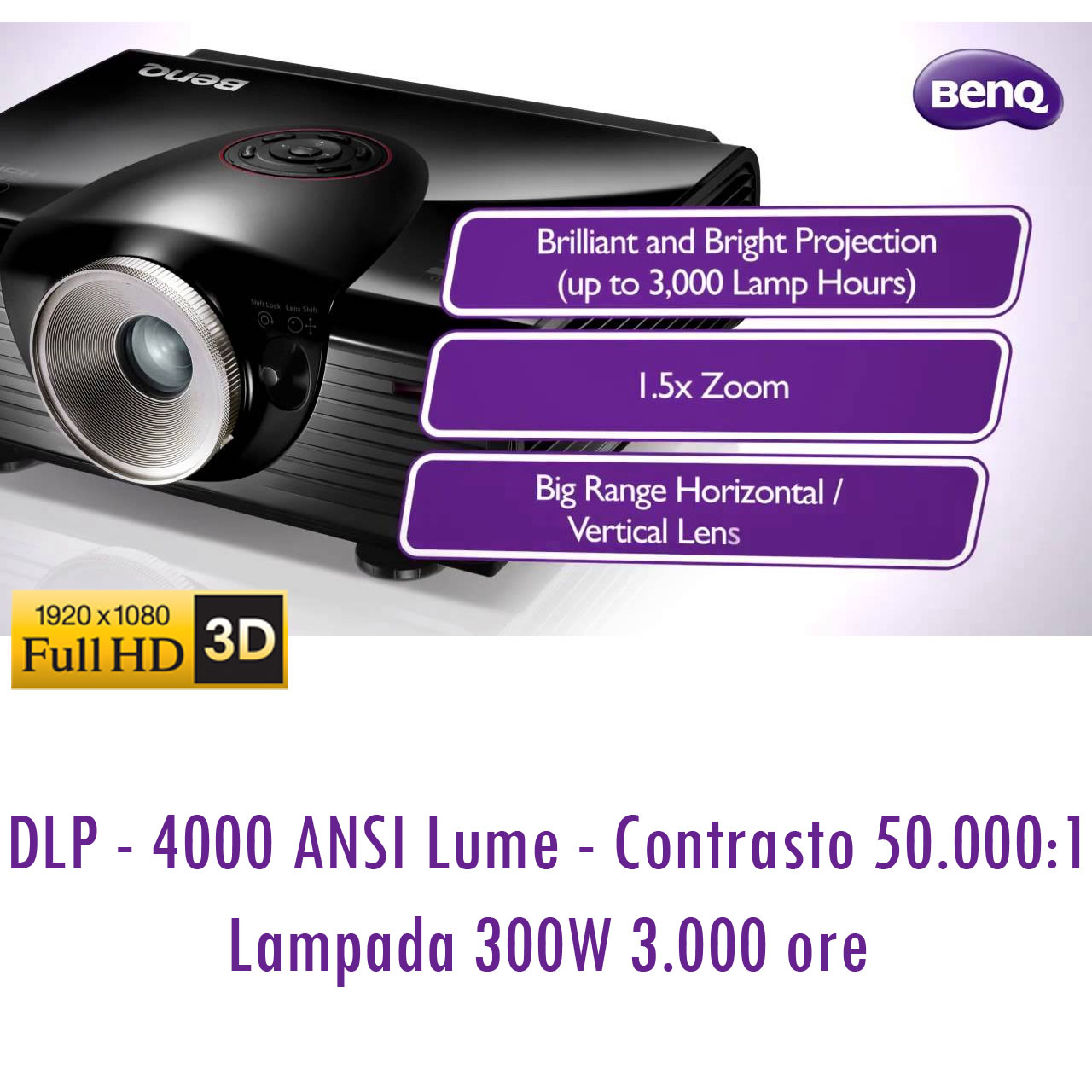 VIDEOPROIETTORE BENQ SH940 PROFESSIONALE Full-HD 3D 50.000:1 - 4.000 ANSI Lume - LAMPADA 300W 3.000 ORE - USATO