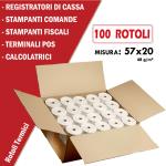 ROTOLO TERMICO 57x20mt anima da 12mm per TEMINALI POS - CALCOLATRICE CONF. 100PZ