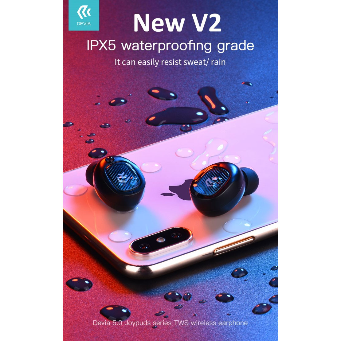 AURICOLARE DEVIA TWS JOYPODS V2 BLUETOOTH 5.0 CON BOX CARICA E CUSTODIA COLORE NERO