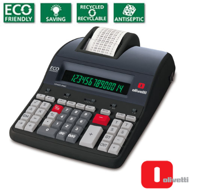 CALCOLATRICE OLIVETTI LOGOS 914T DISPLAY LCD 14 CIFRE TERMICA DA TAVOLO PROFESSIONALE