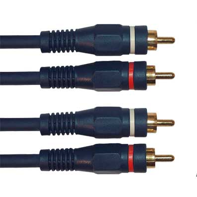 Cavo stereo di segnale audio PROFESSIONALE 2 x Maschio RCA a 2 x Maschio RCA Stereo 2Mt