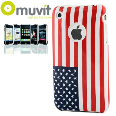 COVER POSTERIORE PER APPLE iPhone 3G/3G S BANDIERA U.S.A. + SCREEN PROTECTOR