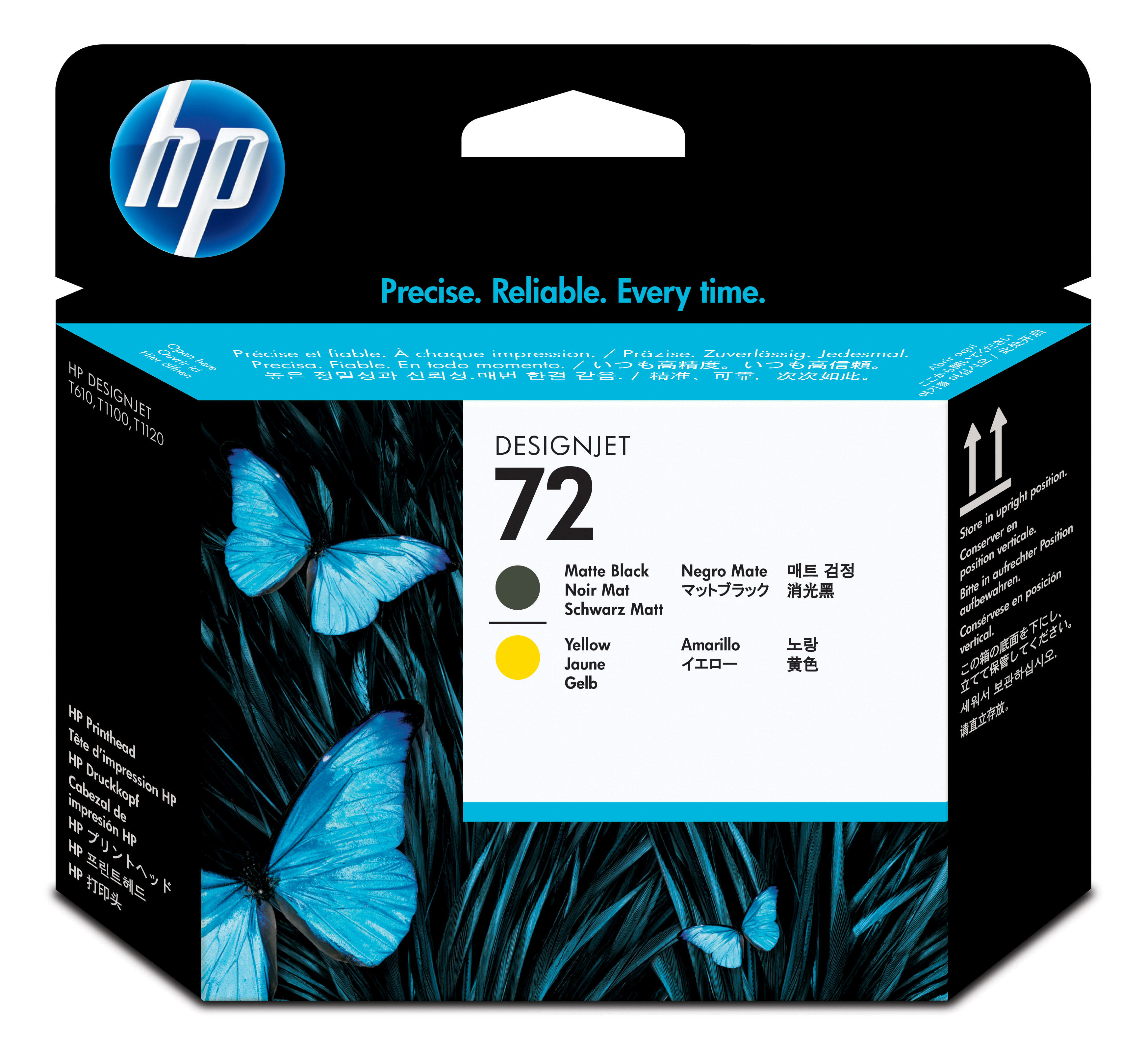 HP TESTINA DI STAMPA ORIGINALE GIALLO + NERO OPACO C9384A N°72