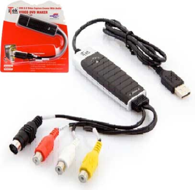 ADATTATORE ITEK ACQUISIZIONE VIDEO ANALOGICO EASY CAPTURE VIDEO USB2.0 DA VHS Hi8 V8