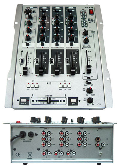 Mixer per DJ a quattro canali commutabili, crossfader professionale BS-MJ4