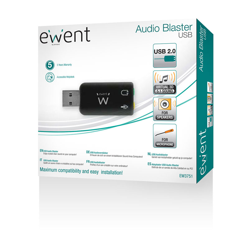 SCHEDA SOUND USB 3D EWENT 5.1 VIRTUAL 3D EW3751