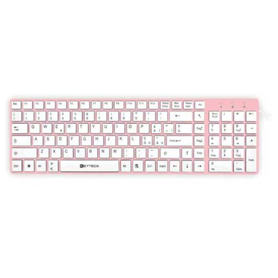 TASTIERA KEYTECK KB-718PK FLAT MULTIMEDIALE USB ROSA E BIANCA